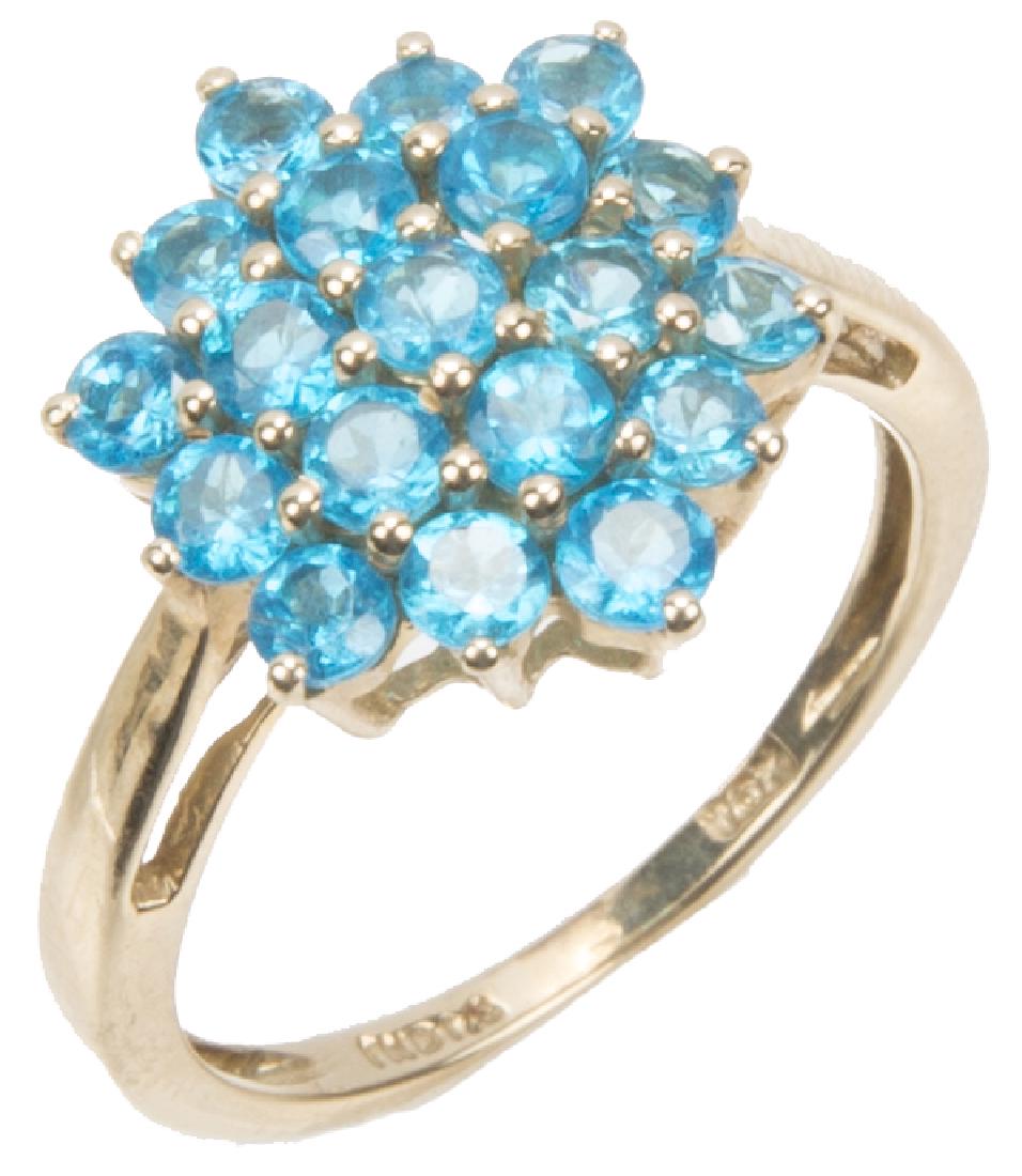 10K YELLOW GOLD APATITE CLUSTER RING: 10K YELLOW GOLD APATITE CLUSTER RING Ladies 10k yellow gold Apatite cluster ring. (19) apatites with 1.40ctw. Weight: 2.5 G Size: 6