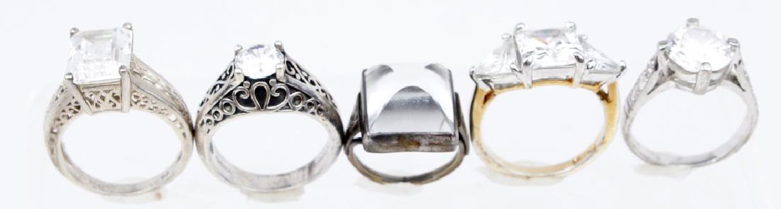 STERLING SILVER AND CUBIC ZIRCONIA RINGS -LOT OF 5: STERLING SILVER AND CUBIC ZIRCONIA RINGS -LOT OF 5 Lot of five sterling silver and cubic zirconia rings. Weight: 20.4 g