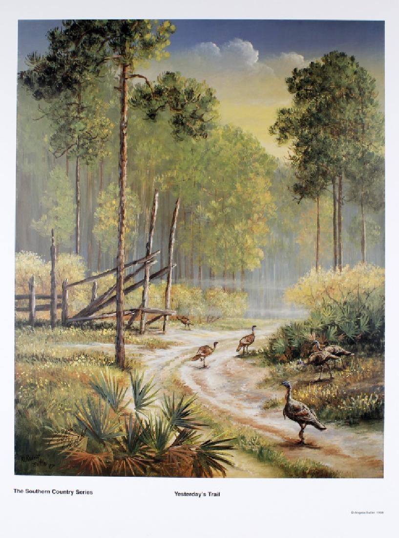 ROBERT BUTLER FLORIDA HIGHWAYMEN SIGNED PRINT: ROBERT BUTLER FLORIDA HIGHWAYMEN SIGNED PRINT Robert Butler of the Florida Highwaymen print on paper entitled "Yesterday's Trail" as a part of the Southern Country Series. Artist signed, Unframed. Siz