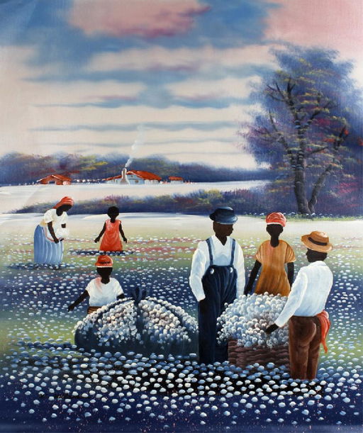 W Wilson Lithograph On Canvas Cotton Field Jan 26 2019
