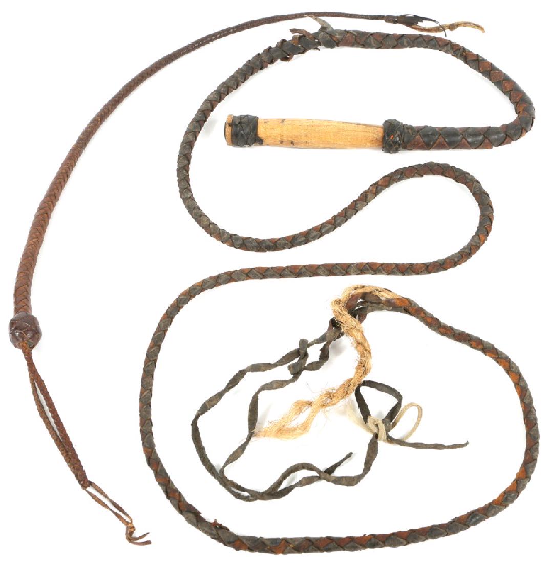 LEATHER HORSE WHIP & 1O' MEXICAN LEATHER WHIP