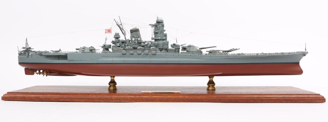 BATTLESHIP YAMATO JAPANESE NAVY MODEL SHIP: BATTLESHIP YAMATO JAPANESE NAVY MODEL SHIP Battleship Yamato Imperial Japanese Navy model ship. Size: 30 X 8 X 5"