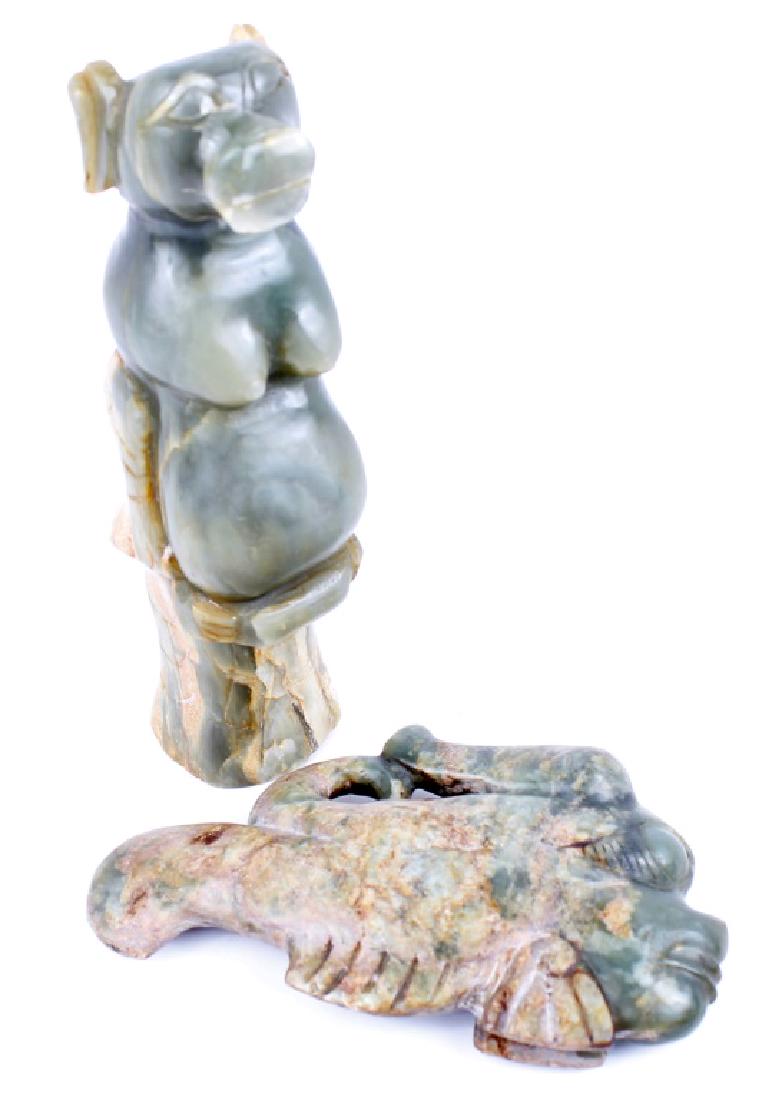 NEPHRITE JADE CARVED FIGURINES: NEPHRITE JADE CARVED FIGURINES Nephrite jade carved ceremonial figurines - 2. Size: 7" and 5"