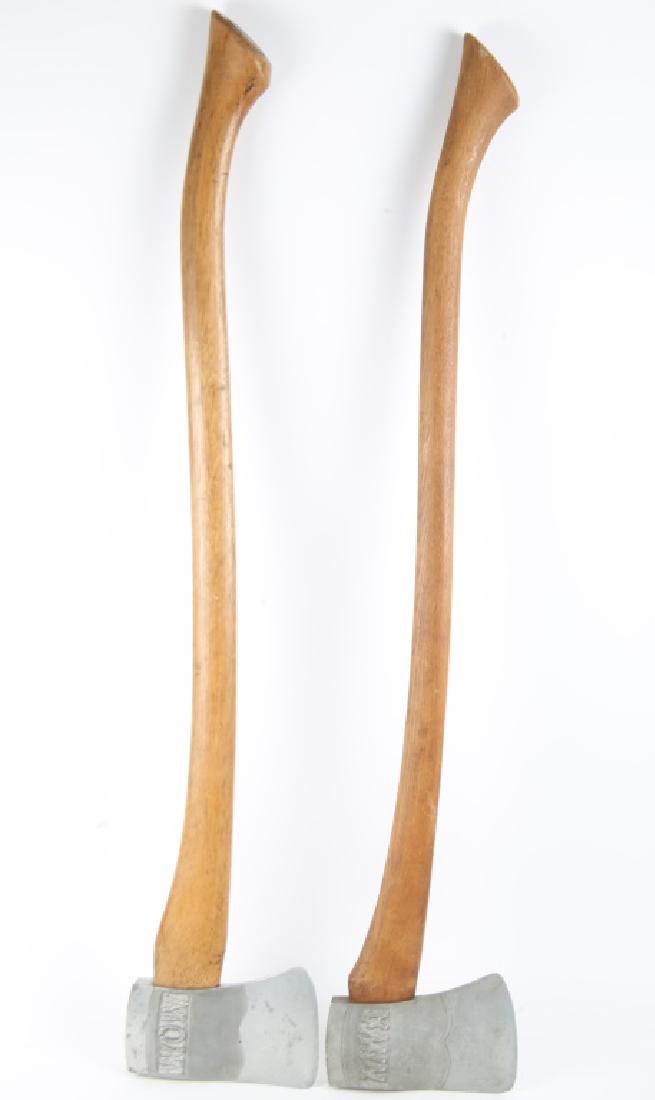 2 MODERN WOODMEN OF AMERICA AXES: 2 MODERN WOODMEN OF AMERICA AXES Lot of two Modern Woodmen of America aluminum head axes, JBC Co. Size: 34"