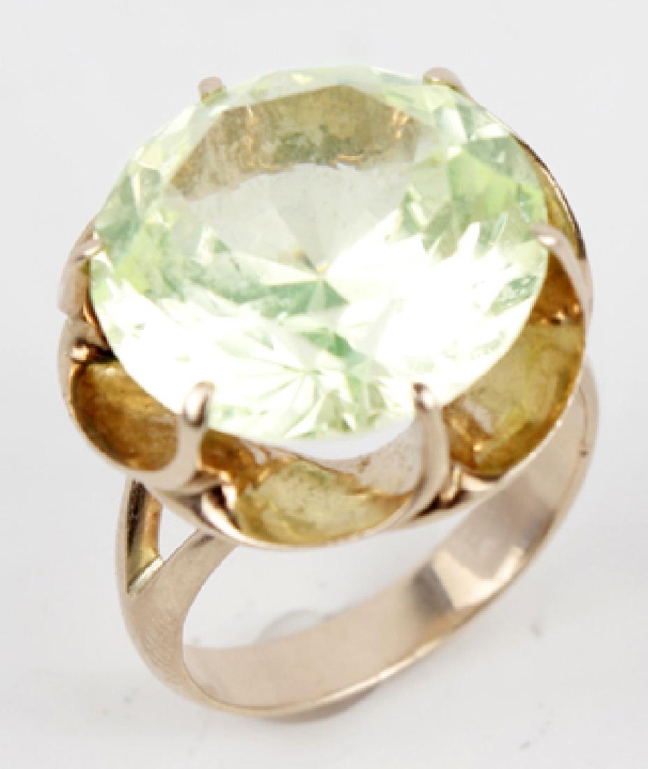 14K YELLOW GOLD LEMON QUARTZ LADIES FASHION RING: 14K YELLOW GOLD LEMON QUARTZ LADIES FASHION RING 14k yellow gold Lemon Quartz ladies fashion ring. 16mm round prong set stone. Weight: 9.4 g Size: 7