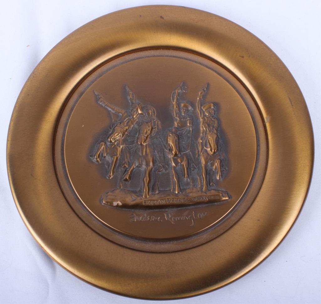 FREDERIC REMINGTON`S COMING THROUGH THE RYE: FREDERIC REMINGTON`S COMING THROUGH THE RYE Frederic Remington's "Coming Through The Rye" bronze plaque by Roman Bronze Works Inc. This is plate number 8564/ 15000. Size: 8"