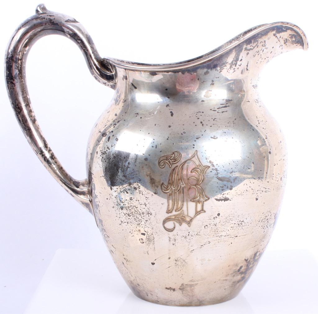 STERLING SILVER NAGEL & MEYER 4.5 PINT PITCHER: STERLING SILVER NAGEL & MEYER 4.5 PINT PITCHER Sterling silver Nagel & Meyer 4.5 pint monogrammed pitcher. Weight: 572.2 Grams Size: 8.75" Tall