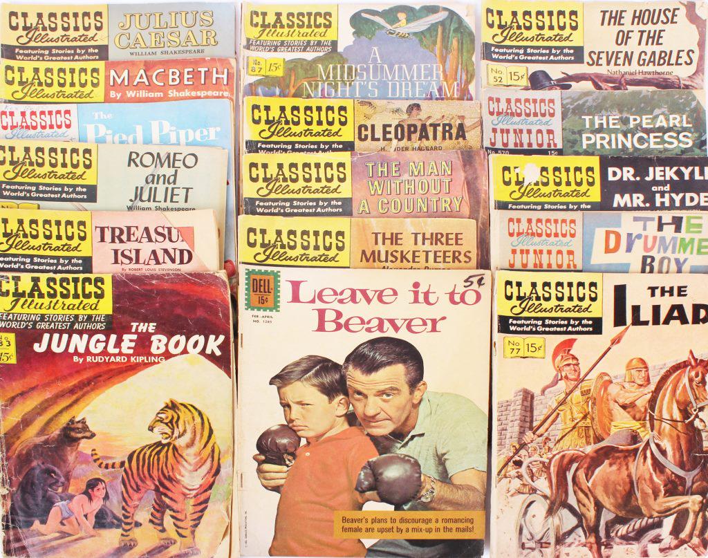CLASSICS ILLUSTRATED JUNIOR COMICS - LOT OF 19: CLASSICS ILLUSTRATED JUNIOR COMICS - LOT OF 19 Classics Illustrated Junior children's comic book set. Lot of 19. Size: 7 X 10.25"