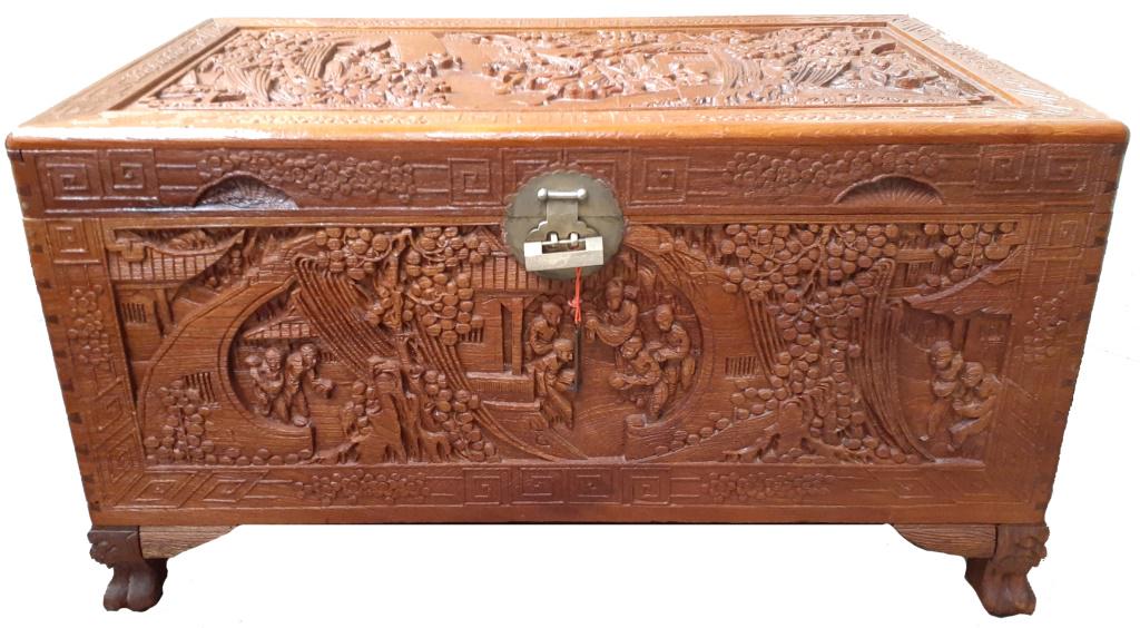 Chinese Antique Carved Camphor Wood Trunk Chest Jun 13 2020 Florida Estate Sales Inc In Fl Antique Chinese Camphor Wood Chest