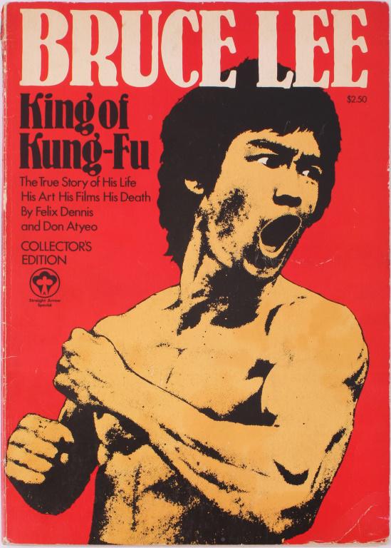 BRUCE LEE BIOGRAPHICAL BOOK FROM 1974: BRUCE LEE BIOGRAPHICAL BOOK FROM 1974 Vintage 1974 Bruce Lee biographical paperback book. Titled "Bruce Lee, King of Kung-Fu", by Felix Dennis and Don Atyeo. Contains 94 pages.Size: 8.25 X 11.75" Cond