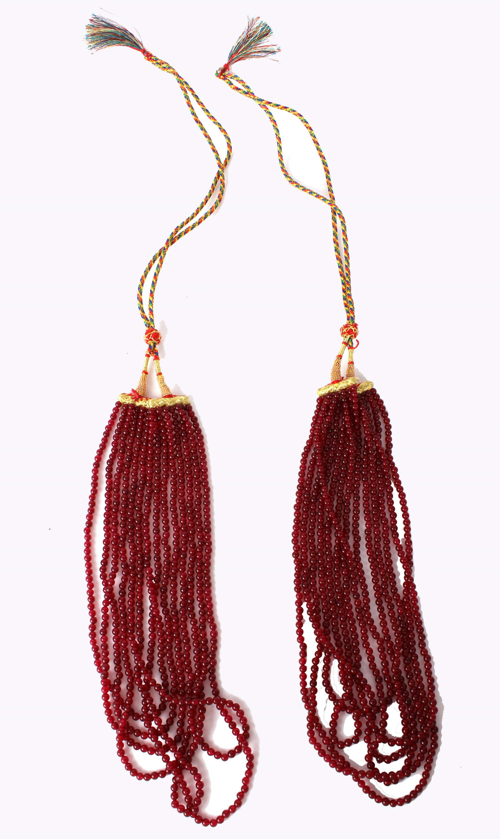 RED SPINEL BURMESE 3MM BEADED NECKLACES - LOT OF 2: RED SPINEL BURMESE 3MM BEADED NECKLACES - LOT OF 2 Pair of Burmese candy apple red spinel beaded necklaces from Myanmar (Burma). Weight: 178.0 Grams Size: 3.18mm beads