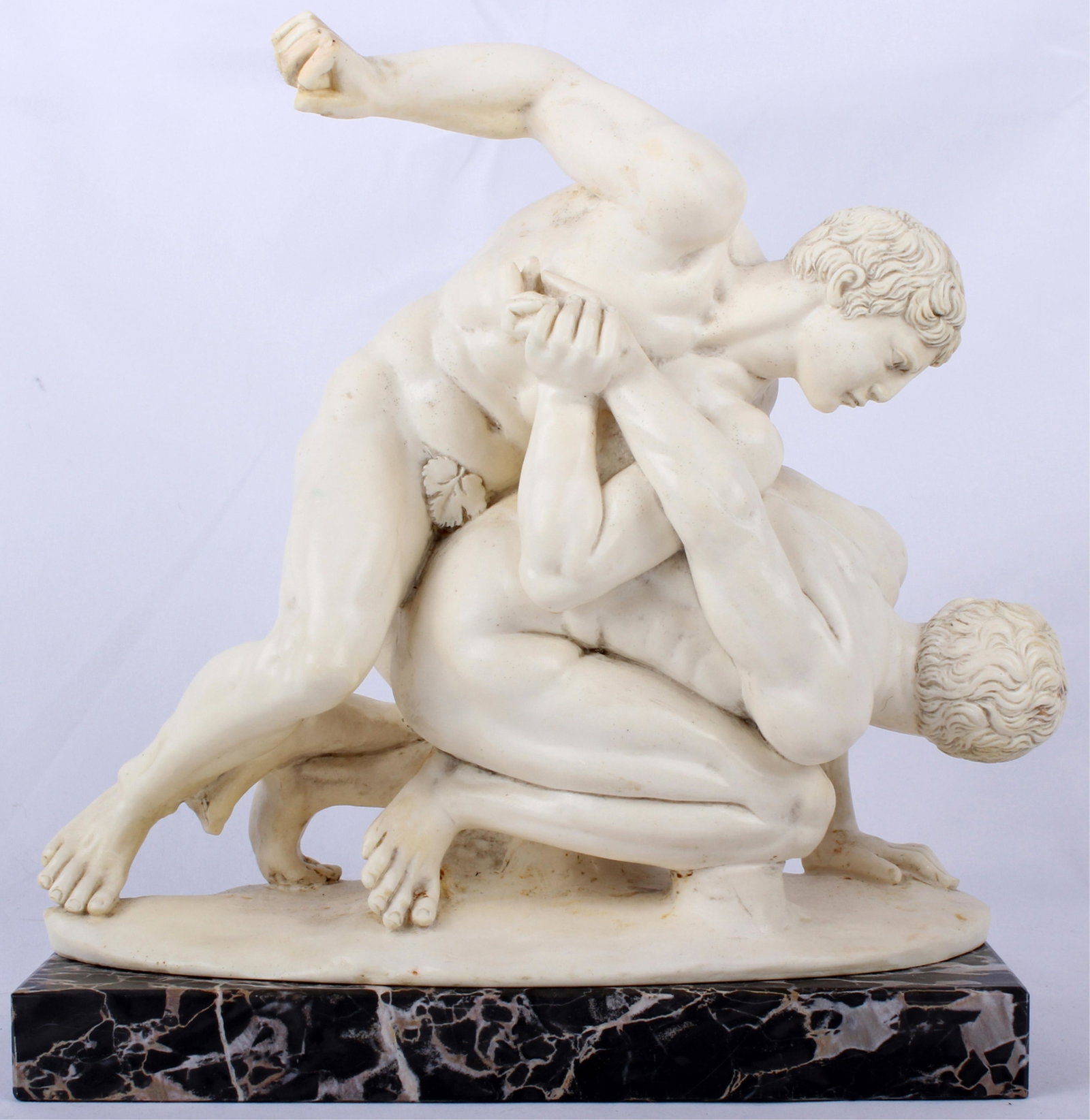 GINO RUGGERI ITALIAN SCULPTURE "THE WRESTLERS": GINO RUGGERI ITALIAN SCULPTURE "THE WRESTLERS" Gino Ruggeri (1957- 2001, Italian) composite sculpture known as "The Wrestlers" originally ancient Greek but reproduced in the Roman world throughout the