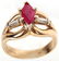 LIBCO DESIGNER 14K GOLD DIAMOND MARQUISE RUBY RING