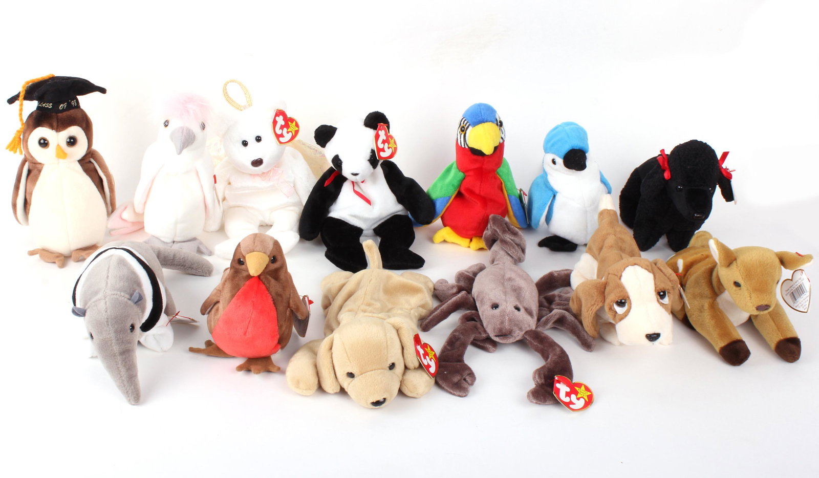 1998 1999 RELEASE BEANIE BABIES BY TY - LOT Of 13: 972751998 1999 RELEASE BEANIE BABIES BY TY - LOT Of 13 Beanie Babies released in 1999 and 1998 (1998 on tags) to include Early, Jabber, Halo, Kuku, Stinger, Ants, Fortune, Fetch, Whisper, Gigi, Wise, 
