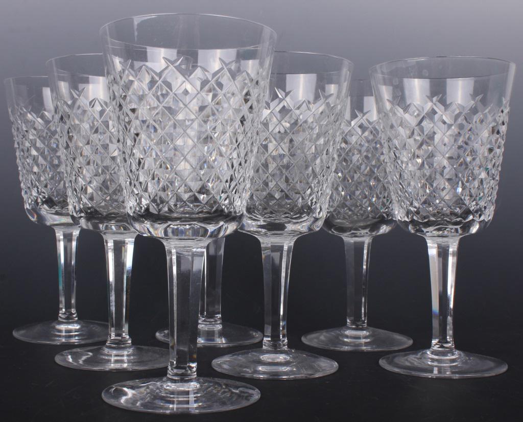 WATERFORD CRYSTAL ALANA LARGE CLARET WINE GLASSES: WATERFORD CRYSTAL ALANA LARGE CLARET WINE GLASSES Waterford crystal Alana large claret wine glasses, lot of 7. Size: 3.5 X 7" Condition: Very Fine