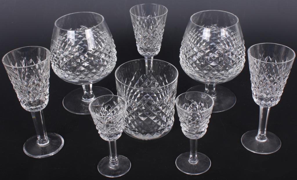 WATERFORD ALANA STYLE ASSORTED GLASSES - LOT OF 8: 10282WATERFORD ALANA STYLE ASSORTED GLASSES - LOT OF 8 Waterford Alana style assorted glasses. Lot to include one tumbler, 3 5.25" wine glasses, 2 3.5" wine glasses, and 2 5" sniffers. Size: Largest 5
