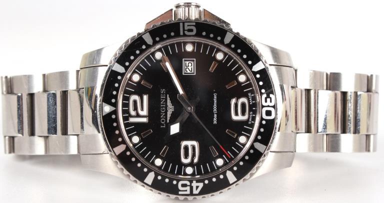 LONGINES MEN'S WRISTWATCH L3.640.4 HYDRO CONQUEST: 10380LONGINES MEN'S WRISTWATCH L3.640.4 HYDRO CONQUEST Longines L3.640.4 Hydro Conquest men's date/time analog wristwatch with black dial and 19mm lugs. water resistant to 300 meters. Includes origina