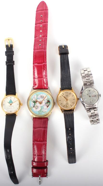 ASSORTED LADIES WRISTWATCHES - LOT OF 4: 10393ASSORTED LADIES WRISTWATCHES - LOT OF 4 Assorted ladies wristwatches to include one stainless steel Seiko, one stainless steel Timex, one Praegitzer, and one R & R watch. Stainless steel Wristwat