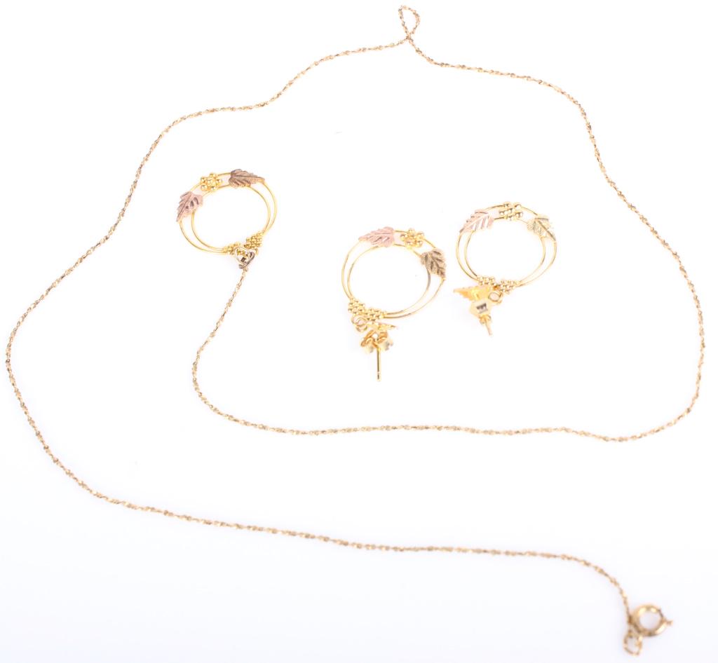 10K YELLOW GOLD EARRINGS & PENDANT (3) (1 of 3)