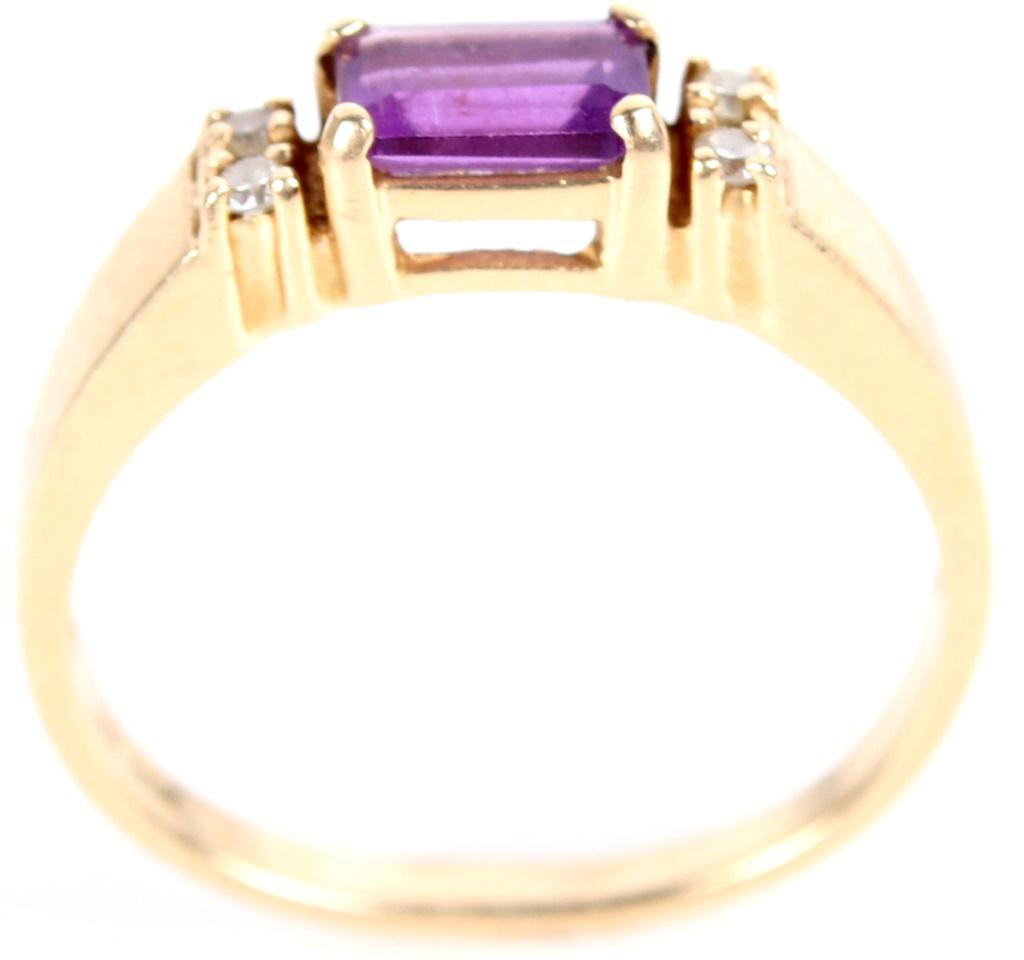 14K YELLOW GOLD .70CT AMETHYST .04CTW DIAMOND RING (1 of 4)