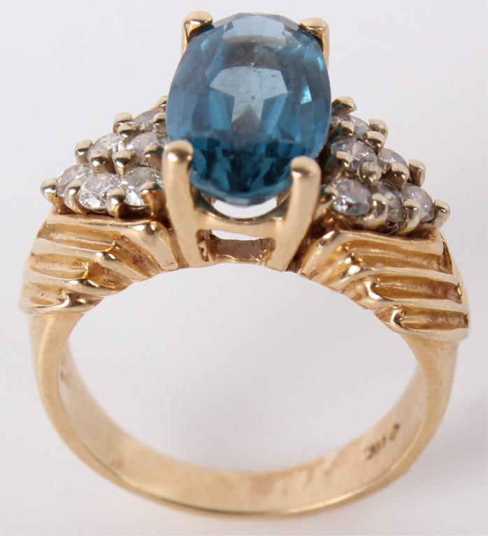 14K YELLOW GOLD 2CT TOPAZ & .14 CTW DIAMOND RING (1 of 4)