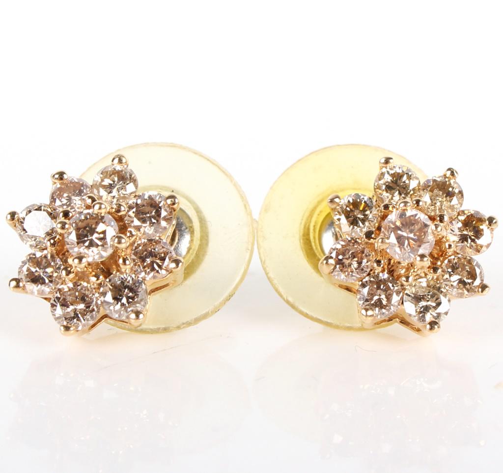 14K YELLOW GOLD 1.3CTW DIAMOND LADIES EARRINGS (1 of 2)