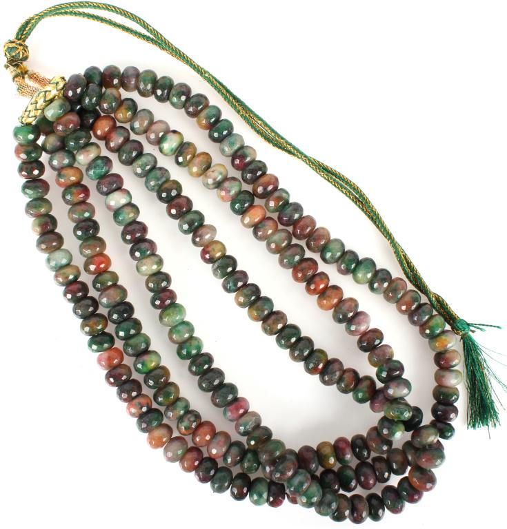 BLOODSTONE HELIOTROPE BEADED NECKLACE - 1704 CTW: 10731BLOODSTONE HELIOTROPE BEADED NECKLACE - 1704 CTW Bloodstone heliotrope beaded necklace. Necklace has adjustable woven cords. Bloodstone Weight: 304.4 GramsSize: 11" at shortest Condition: Very fi