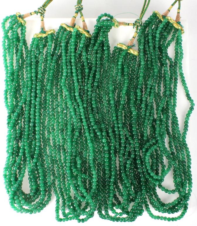 GREEN JADE BEADED NECKLACES W/ CHORD - LOT OF 4 (1 of 3)