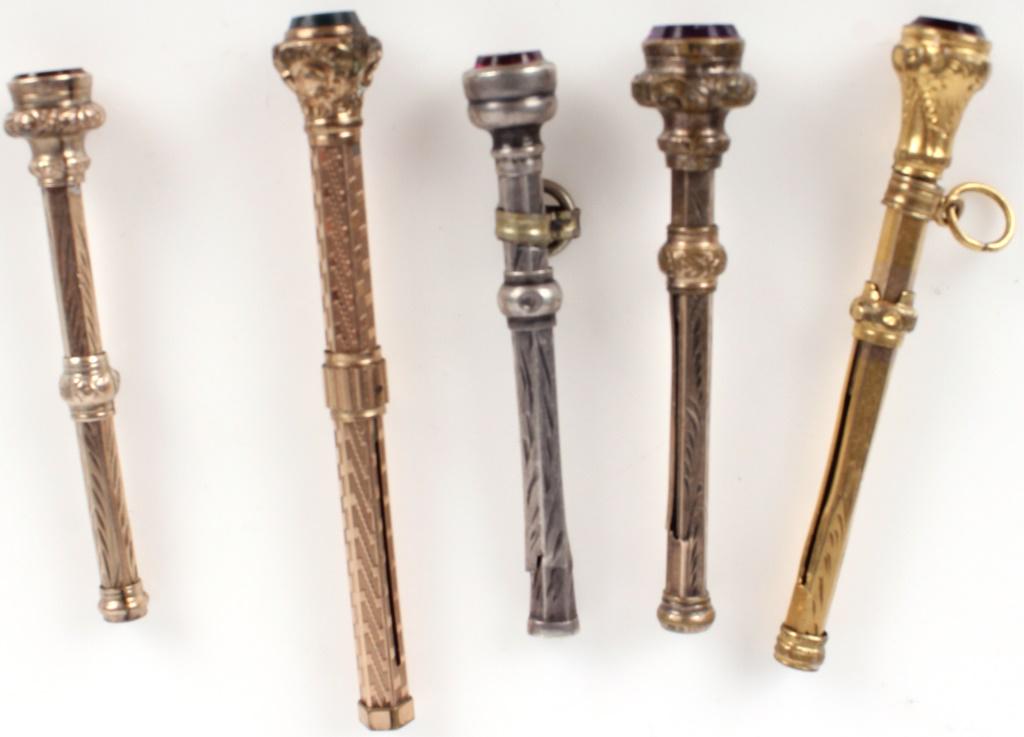 ANTIQUE GOLD & SILVER TONED TOOTHPICKS - LOT OF 5 (1 of 2)