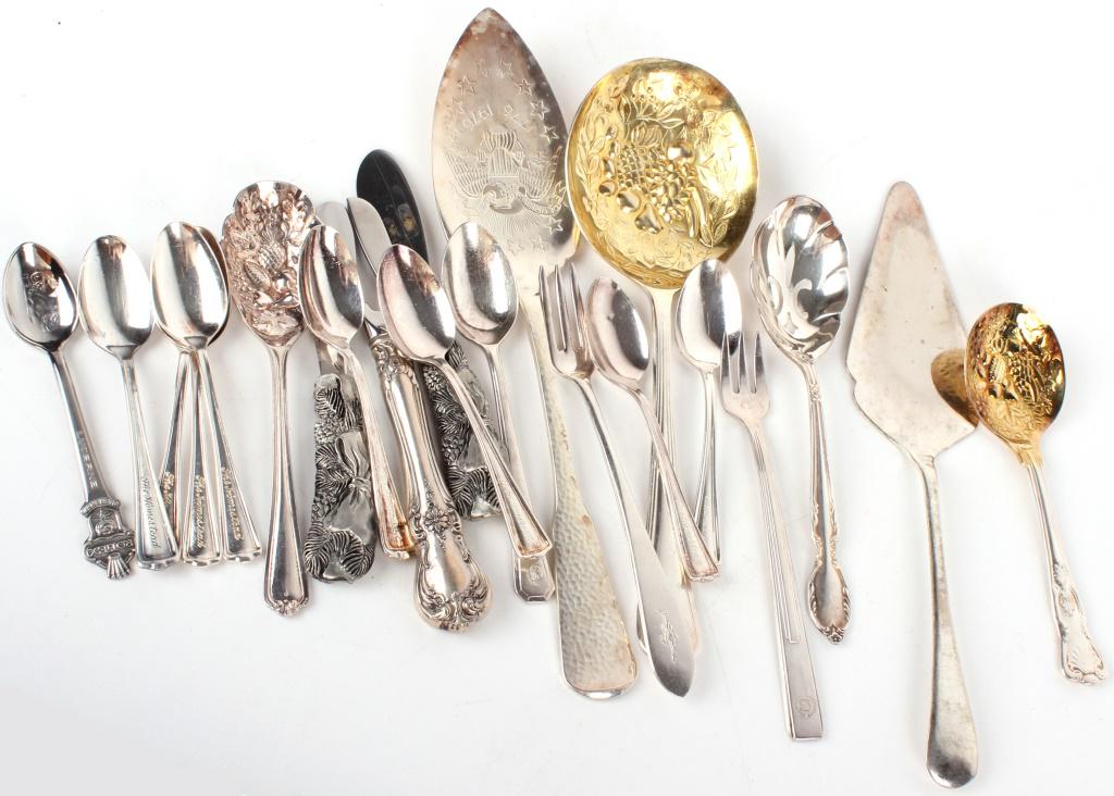 ASSORTED PLATED SILVERWARE - LOT OF 21 (1 of 4)