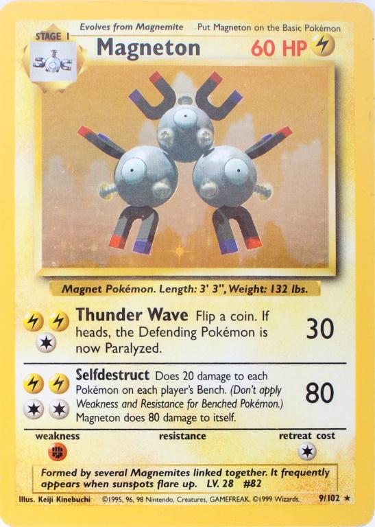 MAGNETON HOLOGRAPHIC POKEMON CARD 9/102 (1 of 2)