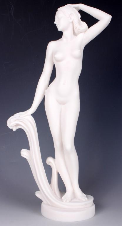 GREEK GODDESS APHRODITE VENUS ALABASTER STATUE: 11009GREEK GODDESS APHRODITE VENUS ALABASTER STATUE Greek goddess Aphrodite Venus Alabaster statue. This statue depicts a greek goddess leaning on a wave. Size: 19.9 inches tall.Condition: Very fine. 