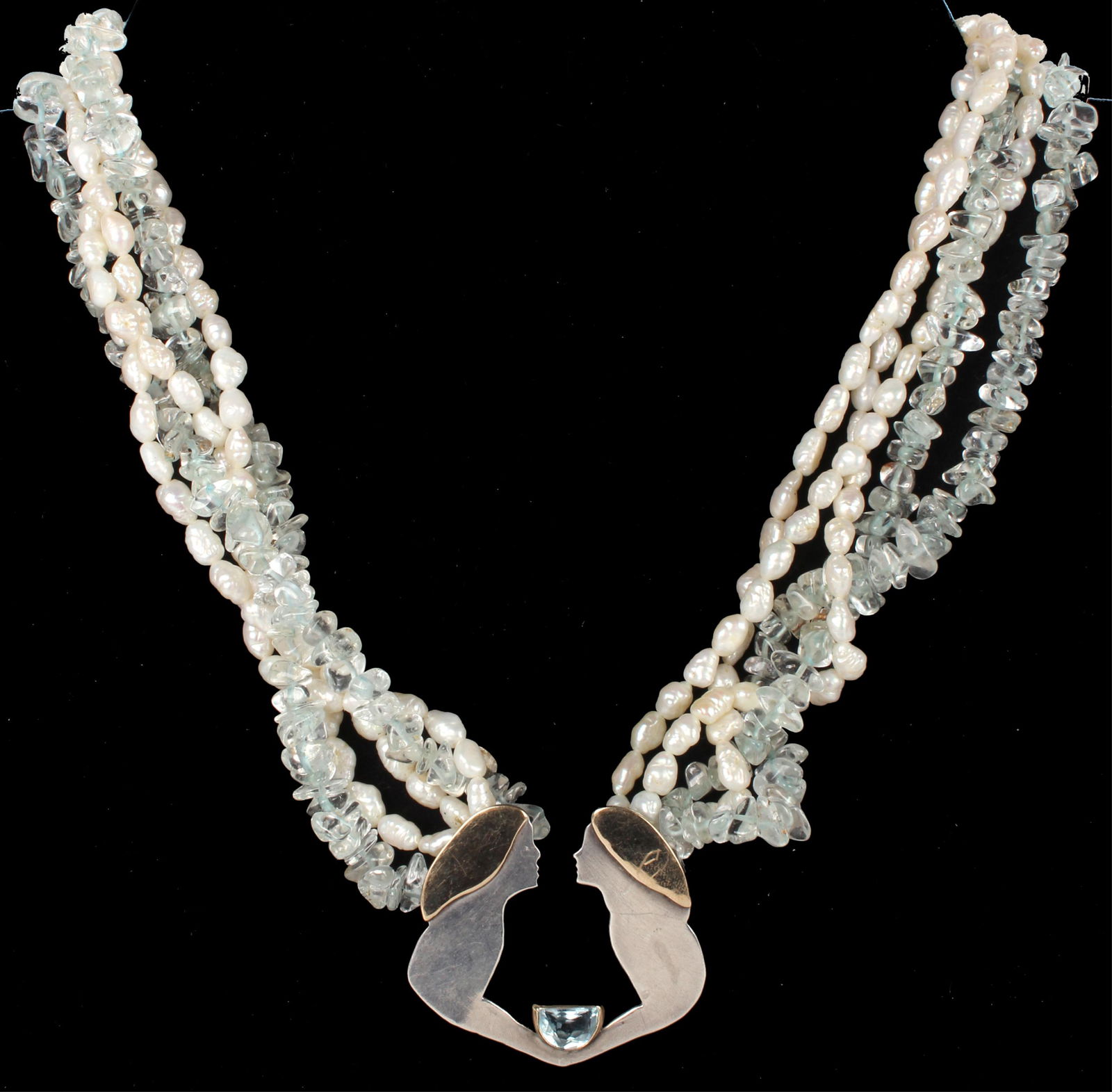 STERLING SILVER PENDANT NECKLACE PEARL AND CRYSTAL (1 of 5)