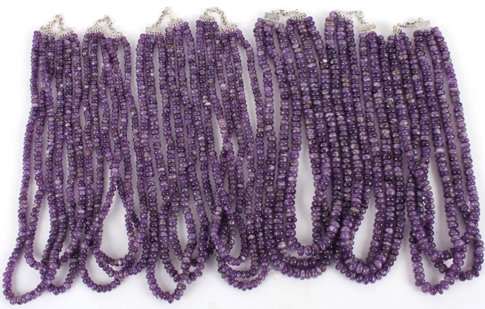 SMALL BEADED PURPLE JADEITE NECKLACES - LOT OF 7 (1 of 1)