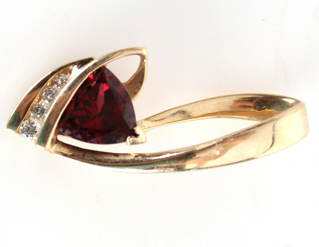 14K GOLD PENDANT W/ 1 GARNET AND 0.08 CTW DIAMONDS (1 of 2)