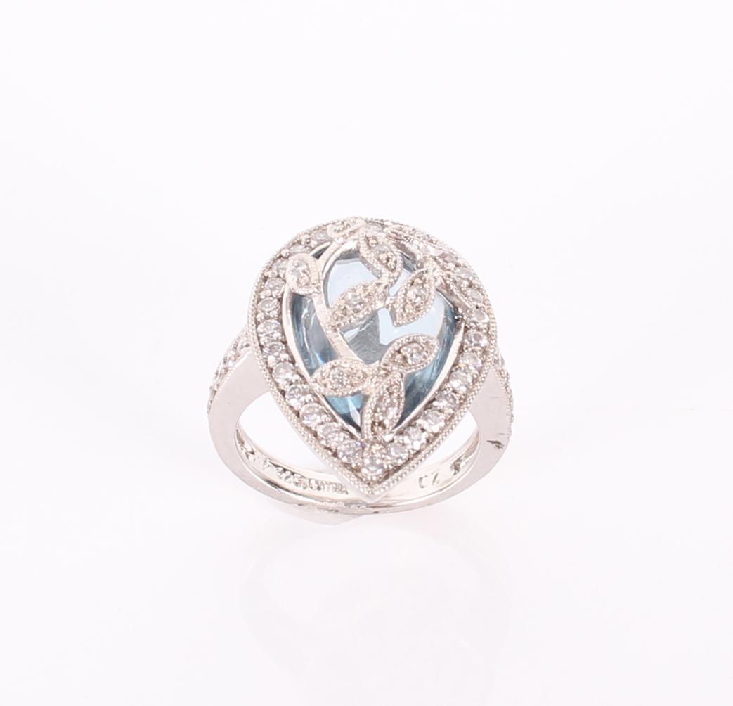 STERLING SILVER ORNATE CZ TOPAZ LADIES RING (1 of 4)