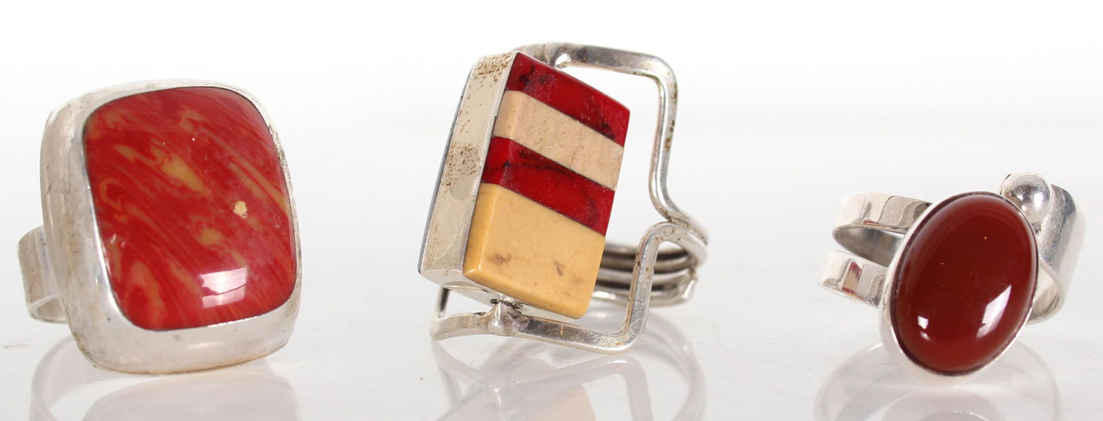 925 STERLING SILVER RED RING COLLECTION - LOT OF 3 (1 of 1)