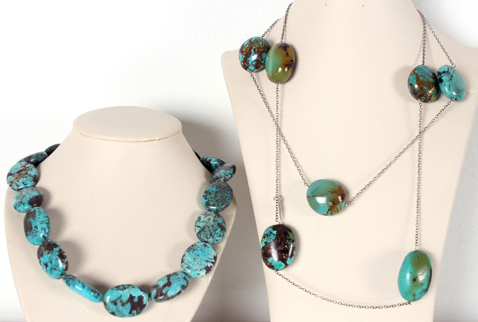 CHUNKY TURQUOISE STERLING SILVER NECKLACES - (2) (1 of 1)