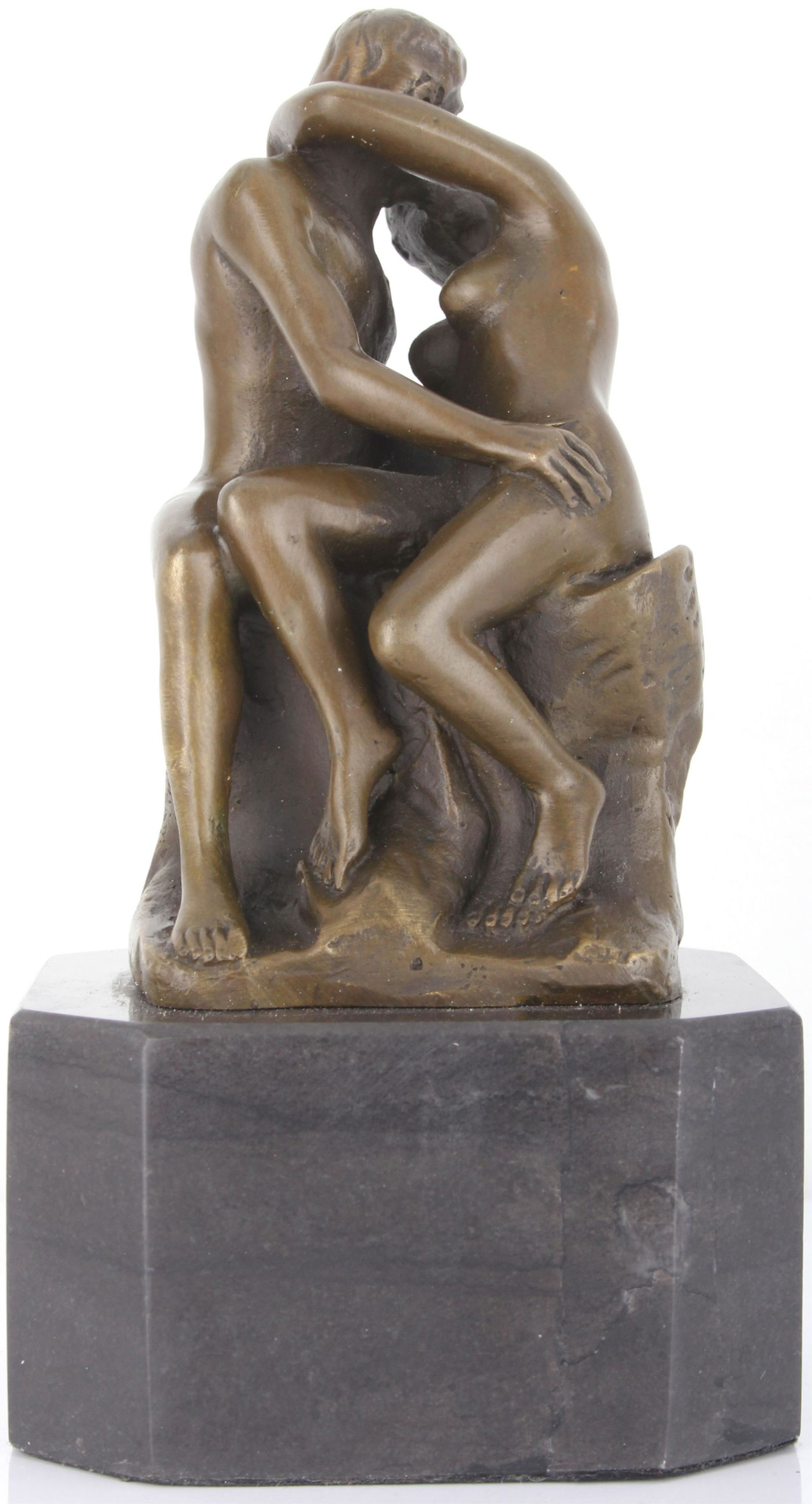 SMALL BRONZE STATUE OF RODIN'S THE KISS WITH MOUNT (1 of 2)