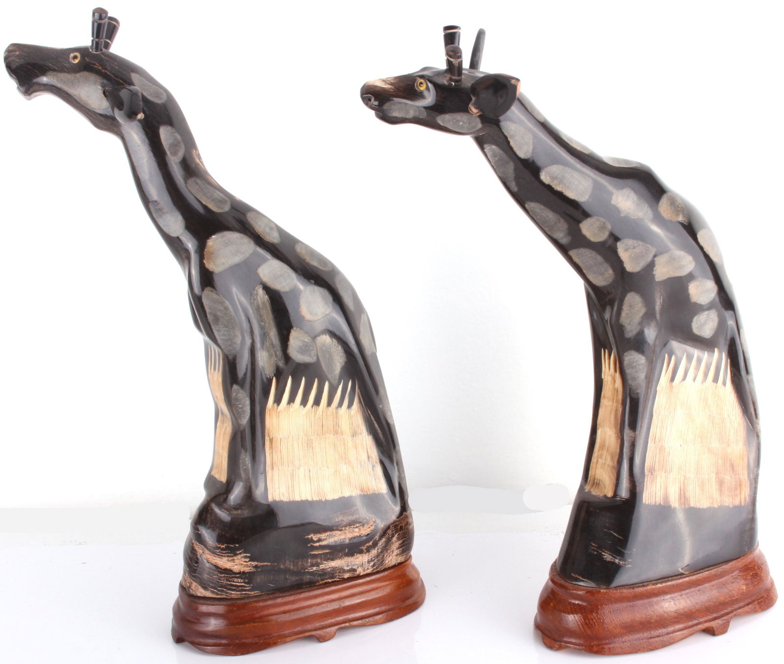 HAND CARVED WOODEN GIRAFFE SCULPTURE - LOT OF 2 (1 of 4)