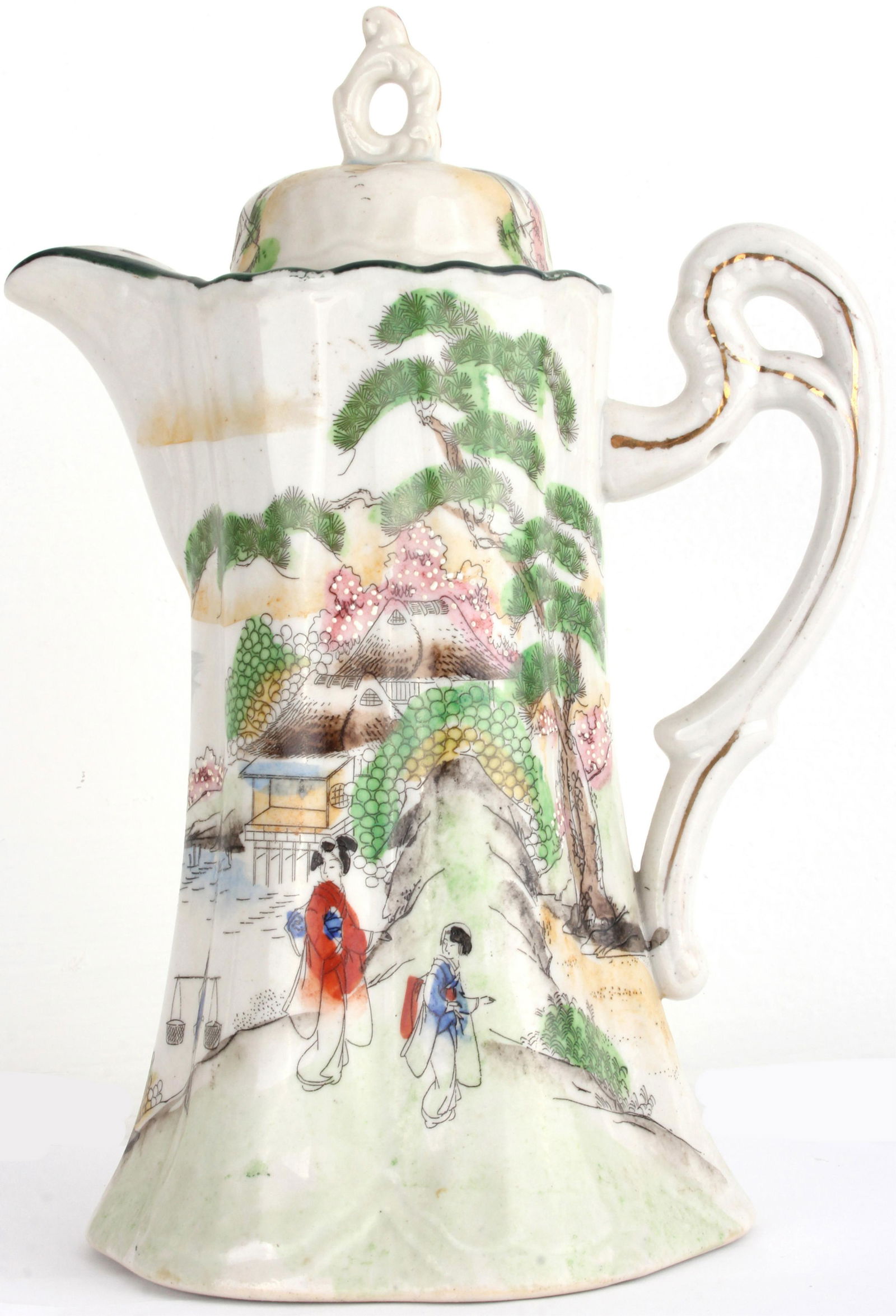 VINTAGE JAPANESE HANDPAINTED GEISHA CHOCOLATE POT (1 of 2)