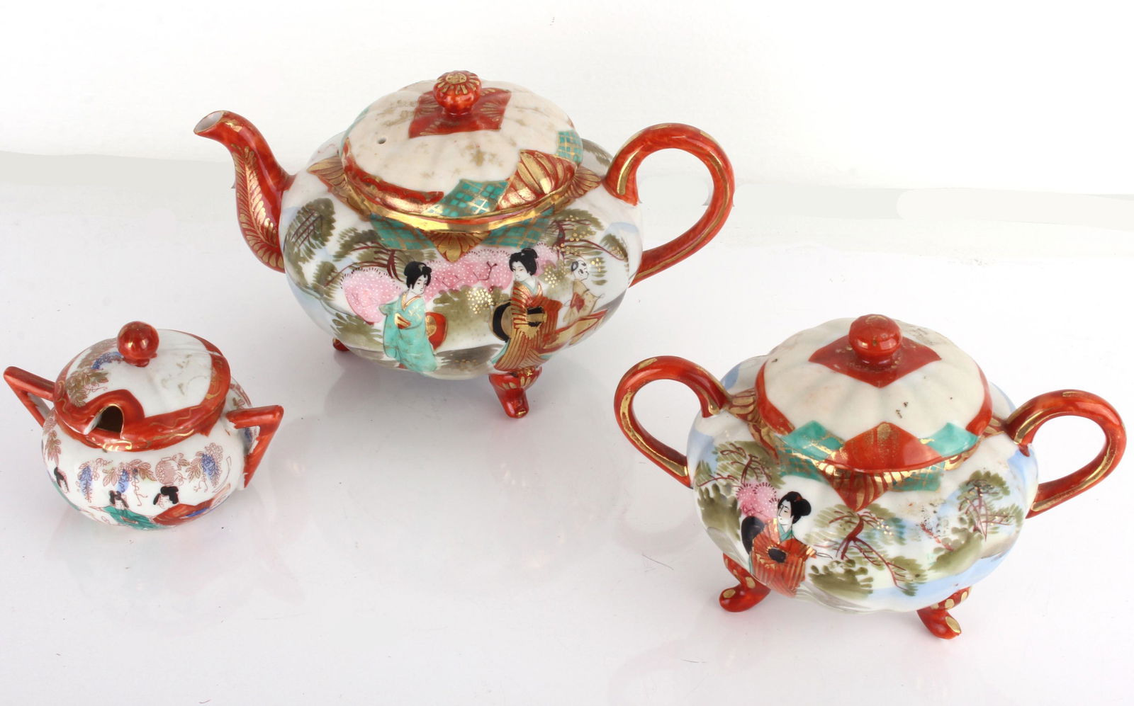 VINTAGE JAPANESE HANDPAINTED PORCELAIN TEA SET (3) (1 of 4)
