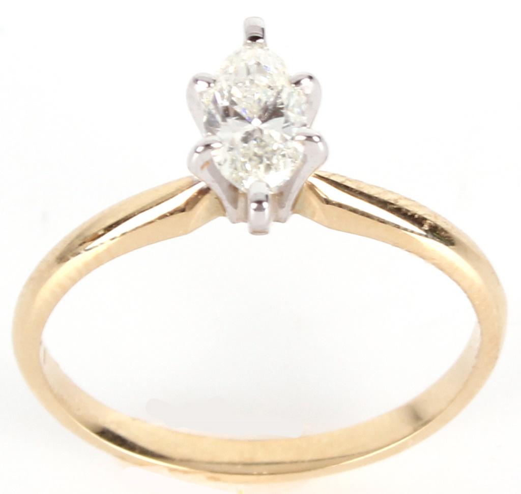 14K YELLOW GOLD 0.45CT MARQUIS DIAMOND LADIES RING (1 of 5)