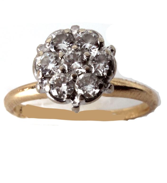 14K YELLOW GOLD DIAMOND FLOWER  LADIES RING (1 of 5)