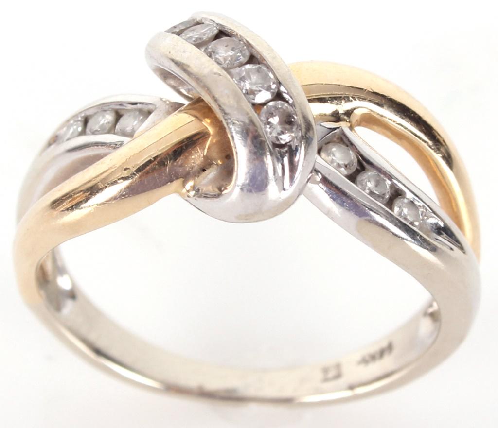 14K WHITE & YELLOW GOLD INTERWOVEN DIAMOND RING (1 of 4)