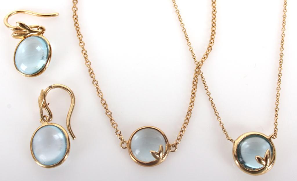 14K YELLOW GOLD JEWELRY SET - NECKLACE BRACELET (1 of 5)