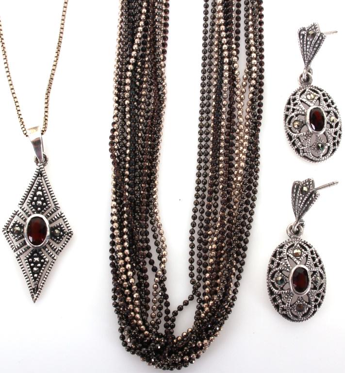 STERLING SILVER & GARNET JEWELRY SET WITH BONUS (1 of 2)