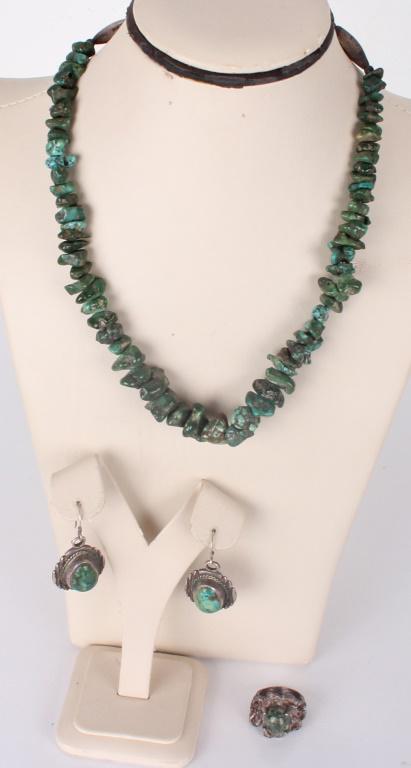 VINTAGE NAVAJO SILVER & TURQUOISE JEWELRY SET - 3 (1 of 5)
