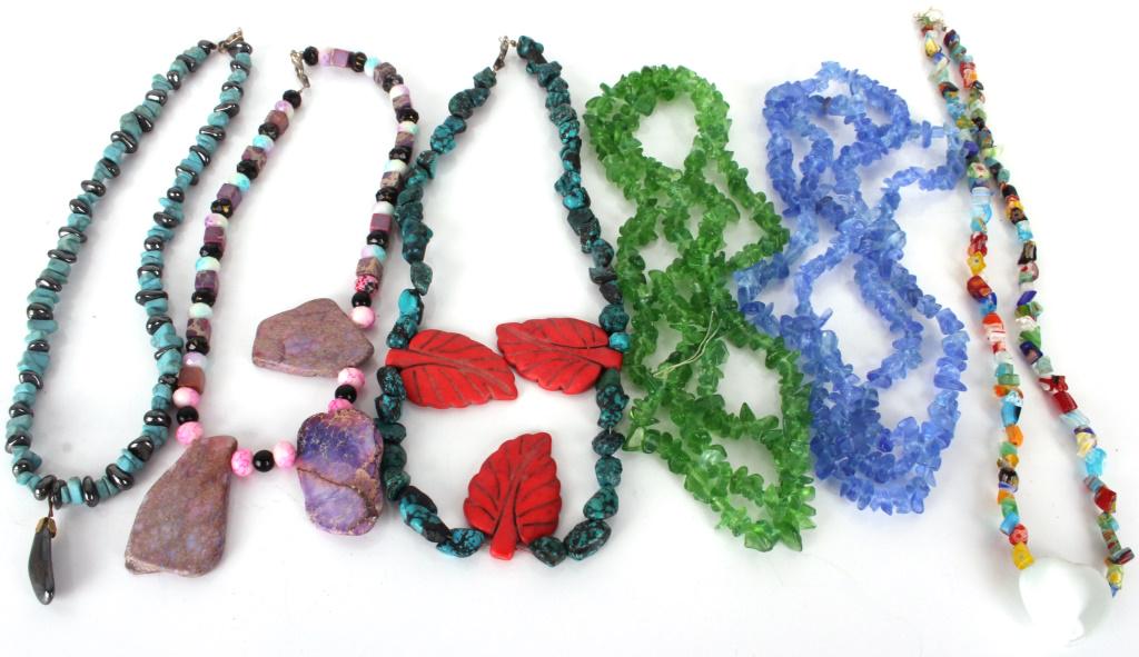 ASSORTED BEADED & STONE CHIPS SUMMER NECKLACES - 6 (1 of 1)