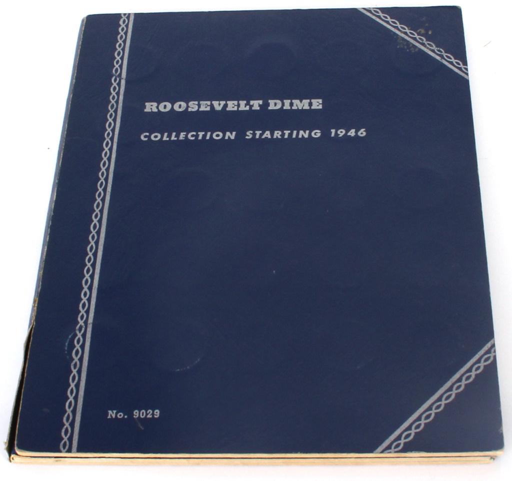 90% SILVER ROOSEVELT DIME COIN FOLDER - 54 COINS (1 of 2)